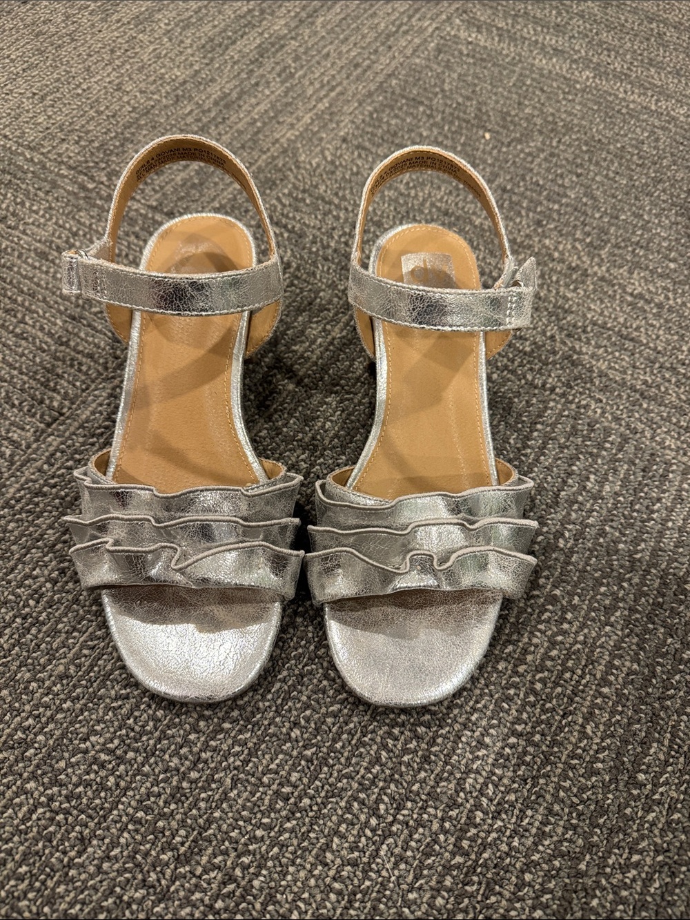 DV by Dolce Vita Silver Ruffle Strap Sandals